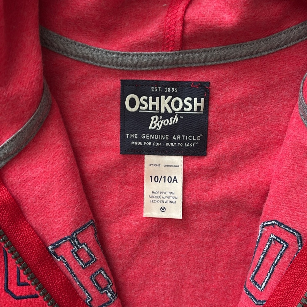 OshKosh Red Blue Zip Up Hooded Lightweight Casual Jacket New with tags size 10 - Picture 4 of 4